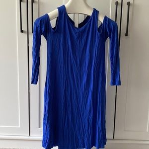 Blue Off the Shoulder Mini Dress